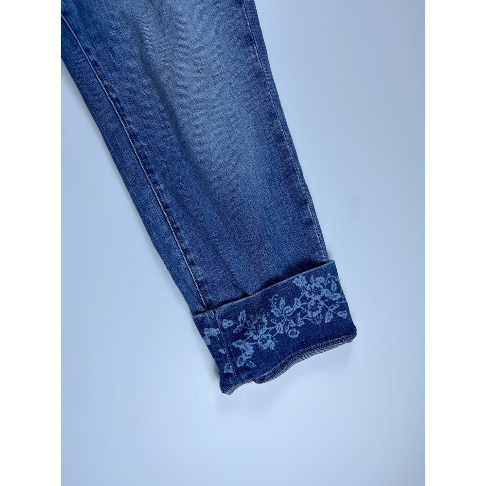 Jag Carter Girlfriend Jeans Womens 8/26 Medium Wash Floral Embroidered Cuff Blue - Picture 5 of 14